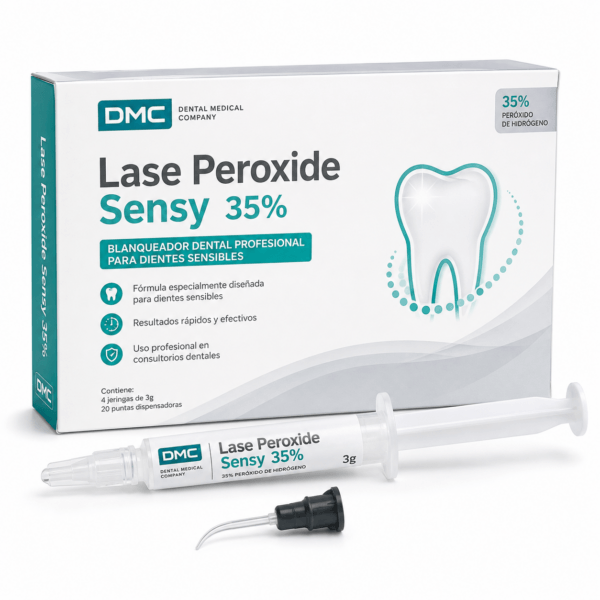 Lase Peroxide Sensy 35% Lase Peroxide Sensy 35% de DMC es un blanqueador profesional para consultorios dentales, diseñado para dientes sensibles y con resultados rápidos y efectivos.