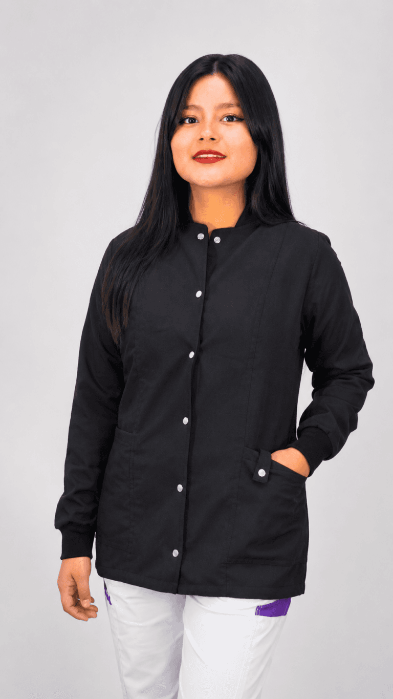 Chaqueta Médica Premium Negra para Mujer