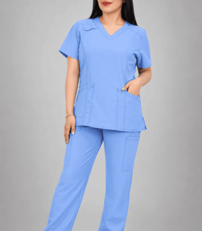 Uniforme Médico Celeste Premium con Pantalón Cargo