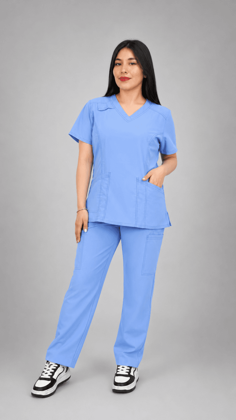 Uniforme Médico Celeste Premium con Pantalón Cargo