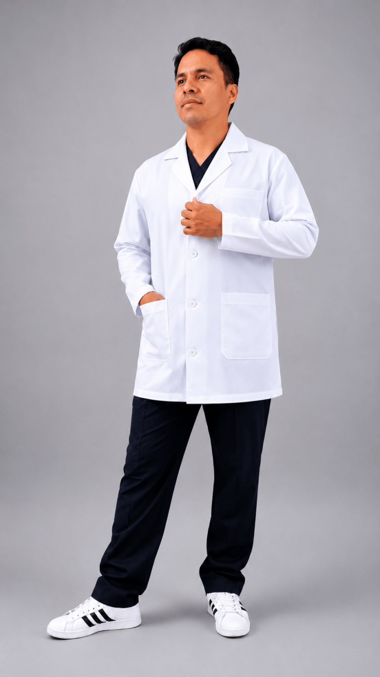 Mandil Médico Largo para Caballero - Tela Antifluido Premium