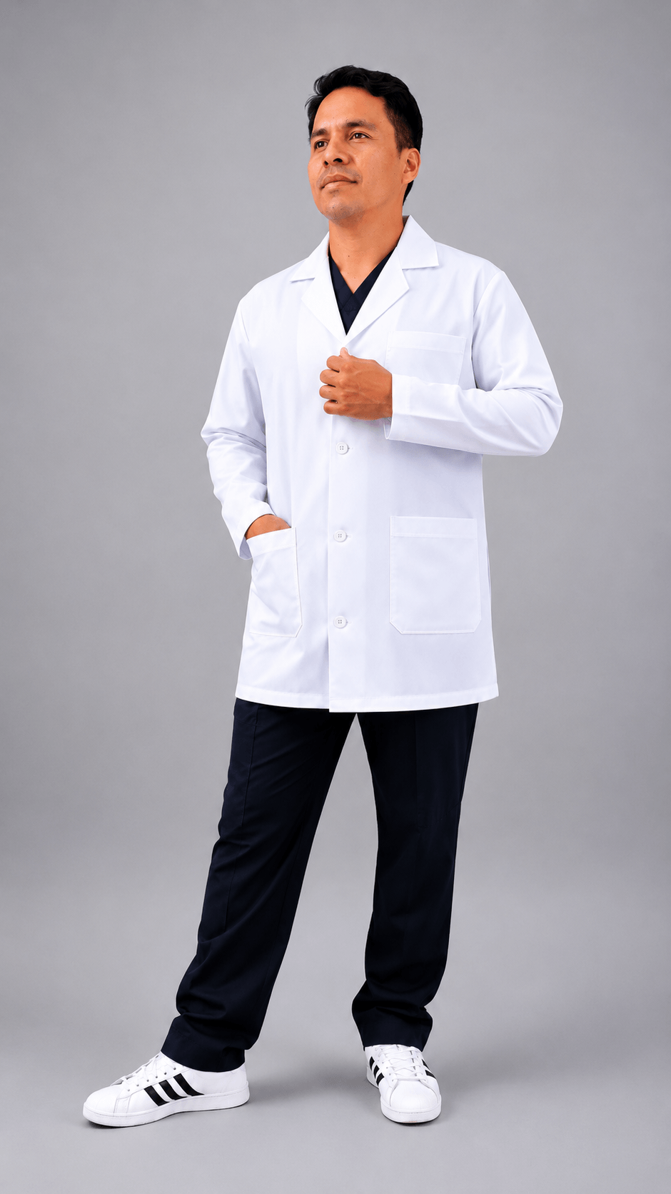 Mandil Médico Largo para Caballero - Tela Antifluido Premium Mandil Médico Largo para Caballero - Tela Antifluido Premium